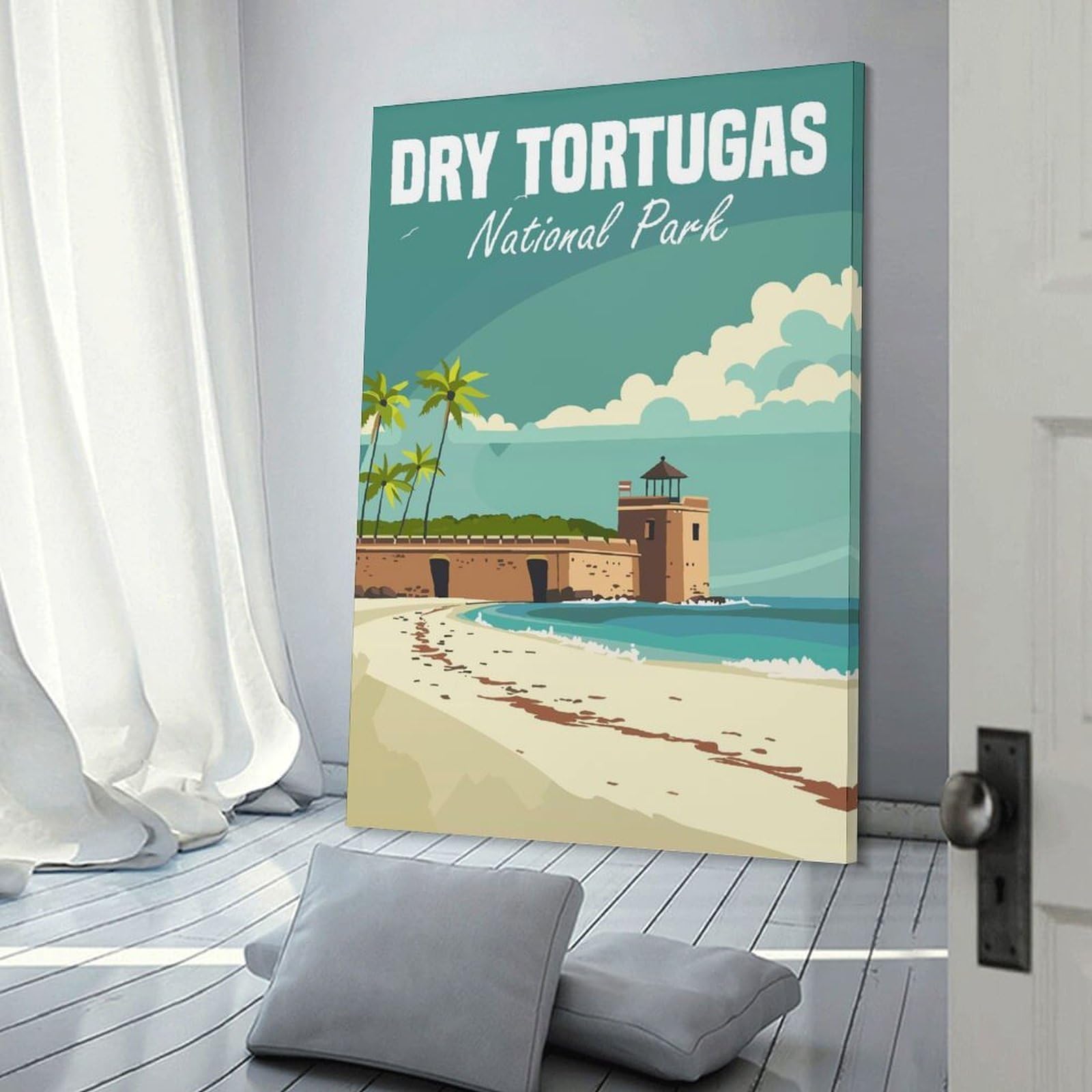 Junmoney Canvas Wall Picture Dry Tortugas National Park, 12x18inch(30x45cm), for Bedroom Decor, Cosy Corners Or Studios, A Warm Accent for Relaxed Interiors