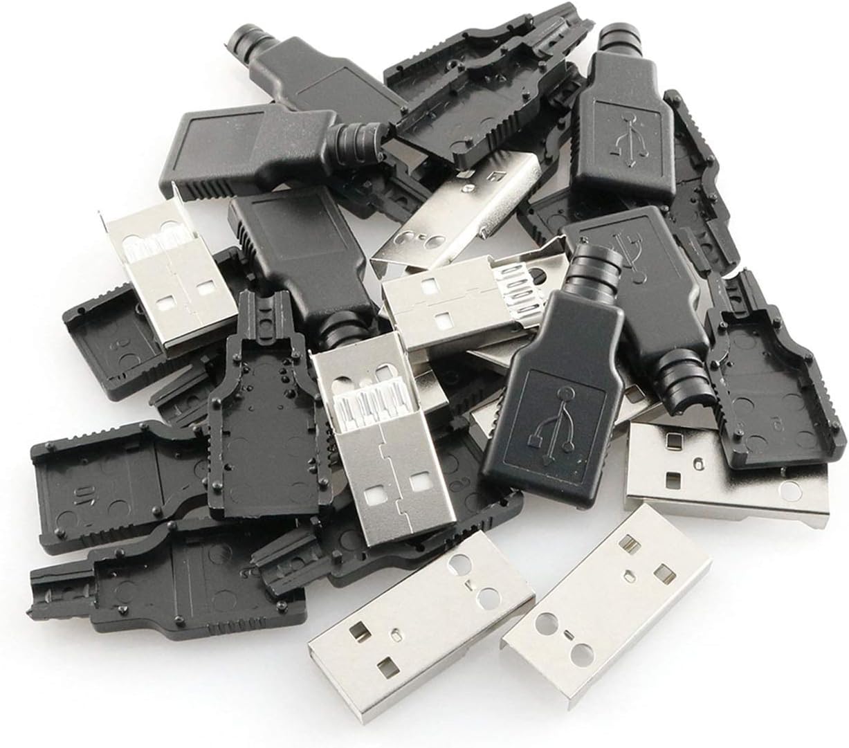 Maxmoral 10PCS USB 2.0 Connector A Type Male 4-Pin Plug with Black Plastic Cover DIY Connector