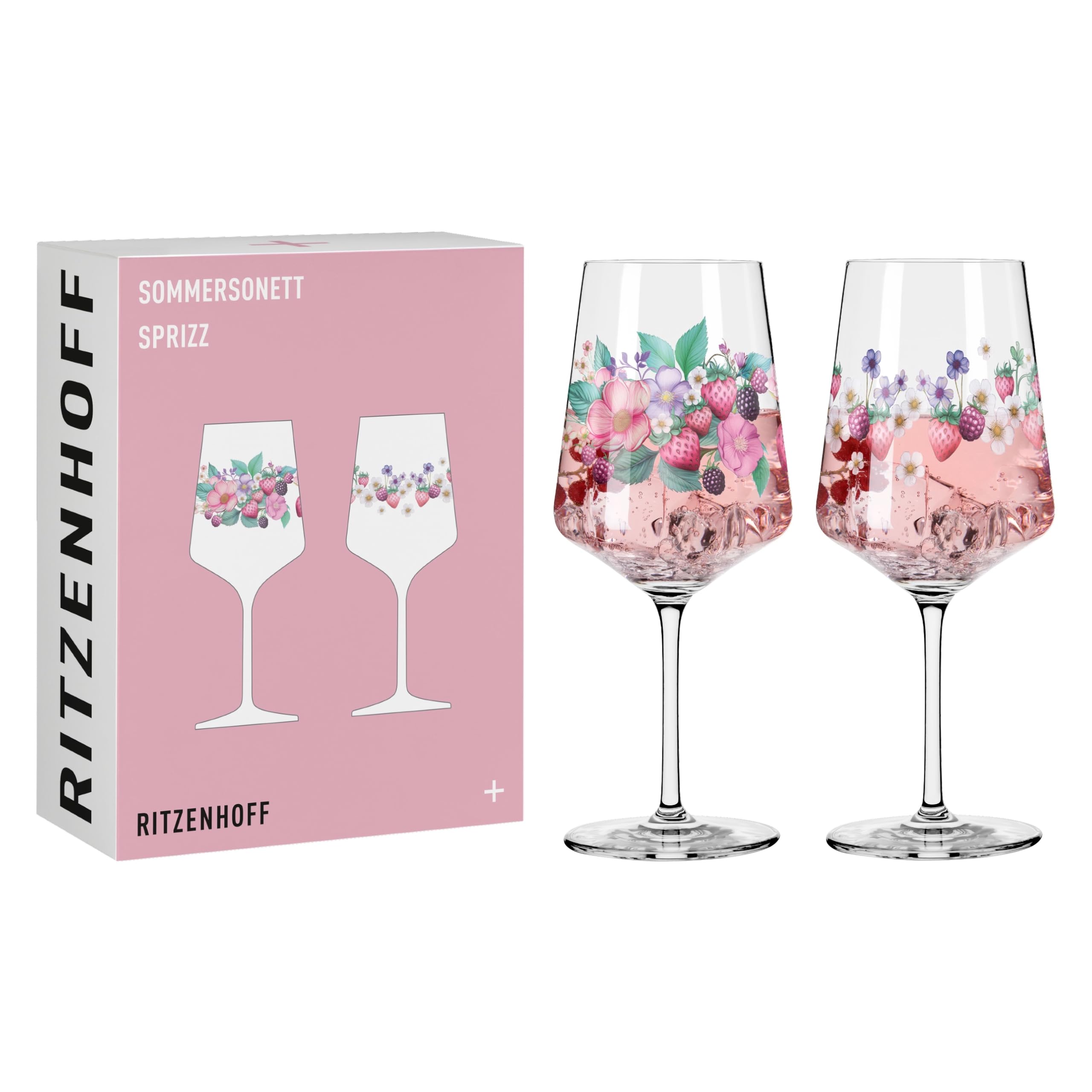 RITZENHOFF Summer Sonett 6011004 Aperitif Glass 500 ml Set of 2 with Berry Motif Made in Germany