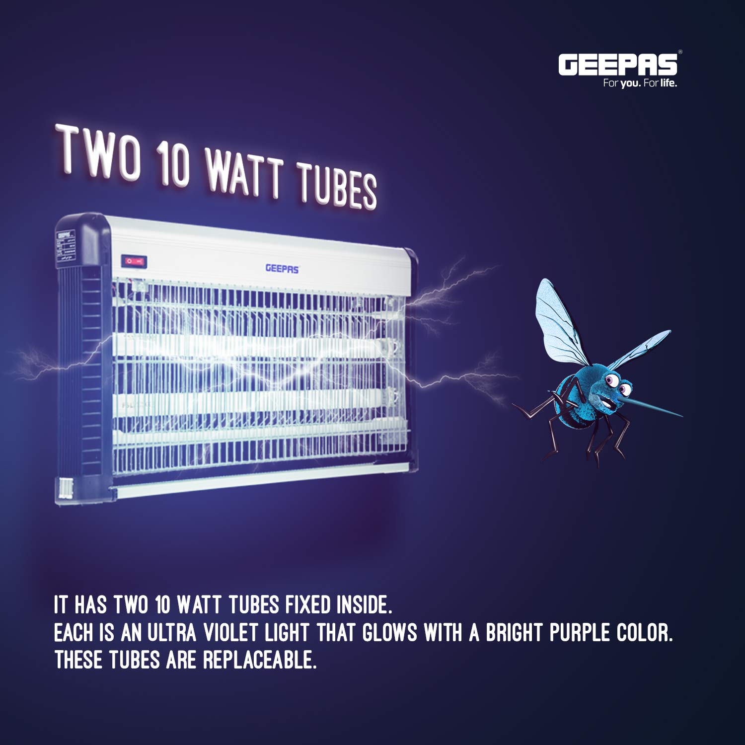 Geepas Fly and Insect Killer Powerful Fly Zapper 20W UV Light