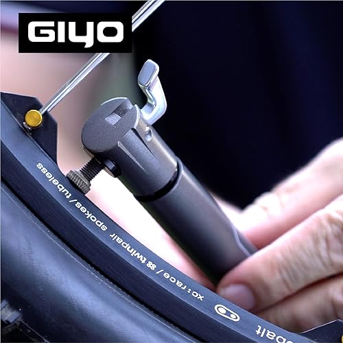 Miniatura 6 de GIYO Mini bomba de bicicleta para bicicletas de carretera - Válvula Presta, barril telescópico CNC de 120 PSI, ligero y portátil, bloqueo de válvula