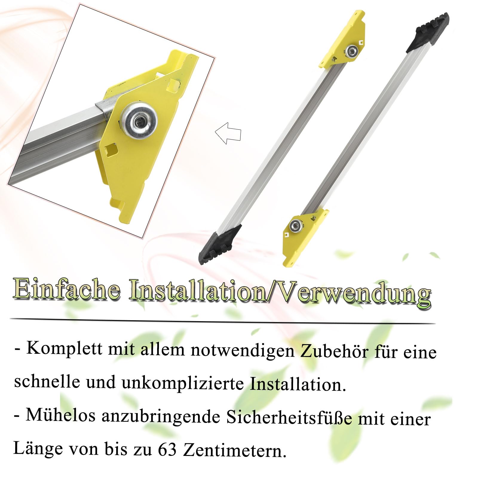 2 Stück Leiterfüße Rutschfeste Leiterbeinstabilisatoren Verstellbare Sicherheitsstützbeine Für Leitern Leiterverstärkung Stabilisato Ladung 200 Kg/440 LBS - Länge 630 mm