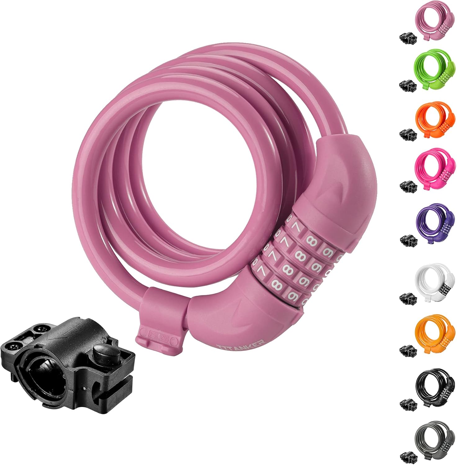 Titanker Bike Lock, Bike Locks Cable 4 Feet Coiled Secure Resettable