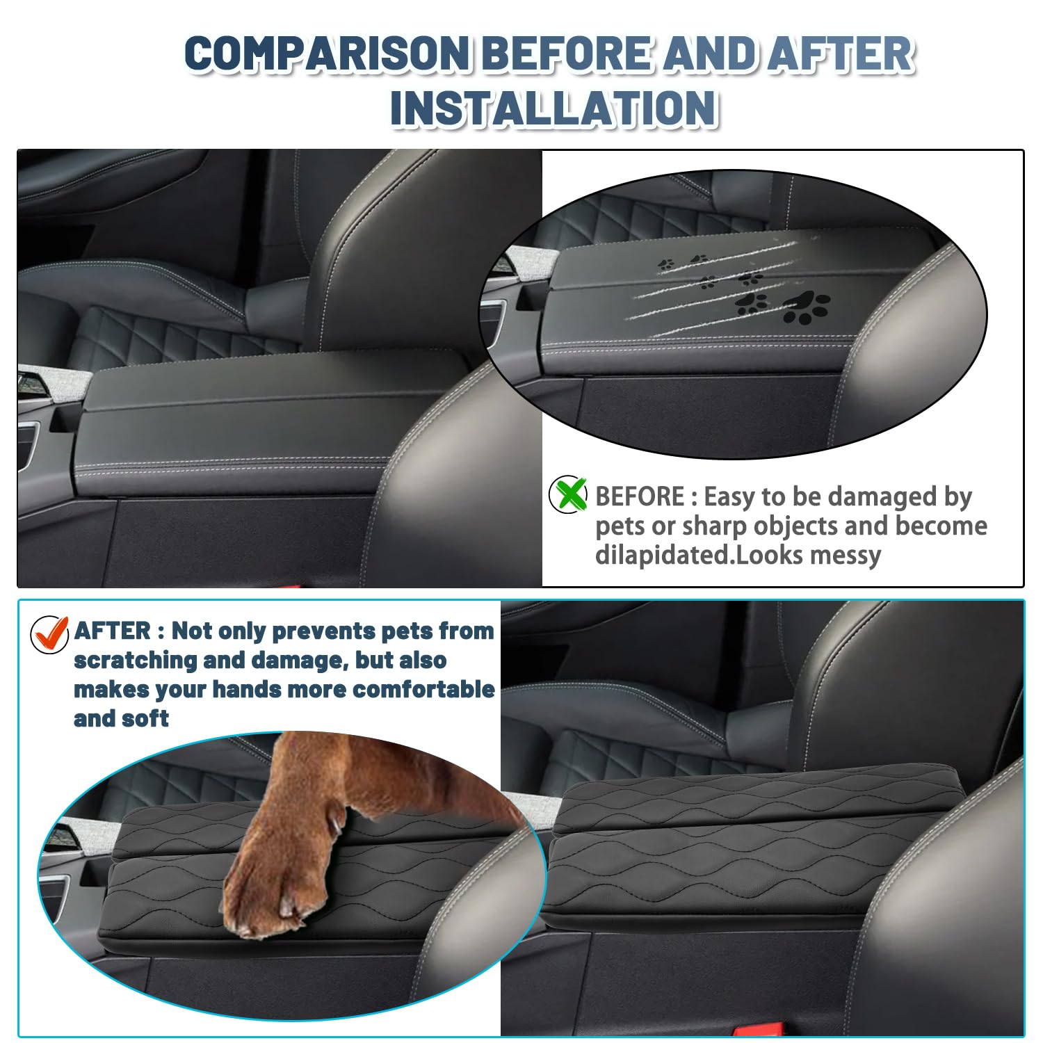 Ruiya Compatibile con 2025 2026 Peugeot 3008 GT Allure E-3008 | 5008 E-5008 Copri Bracciolo, Copertura per Bracciolo Centrale Copri Braccio Copertura Protezion Bracciolo Protezione e3008 Accessori