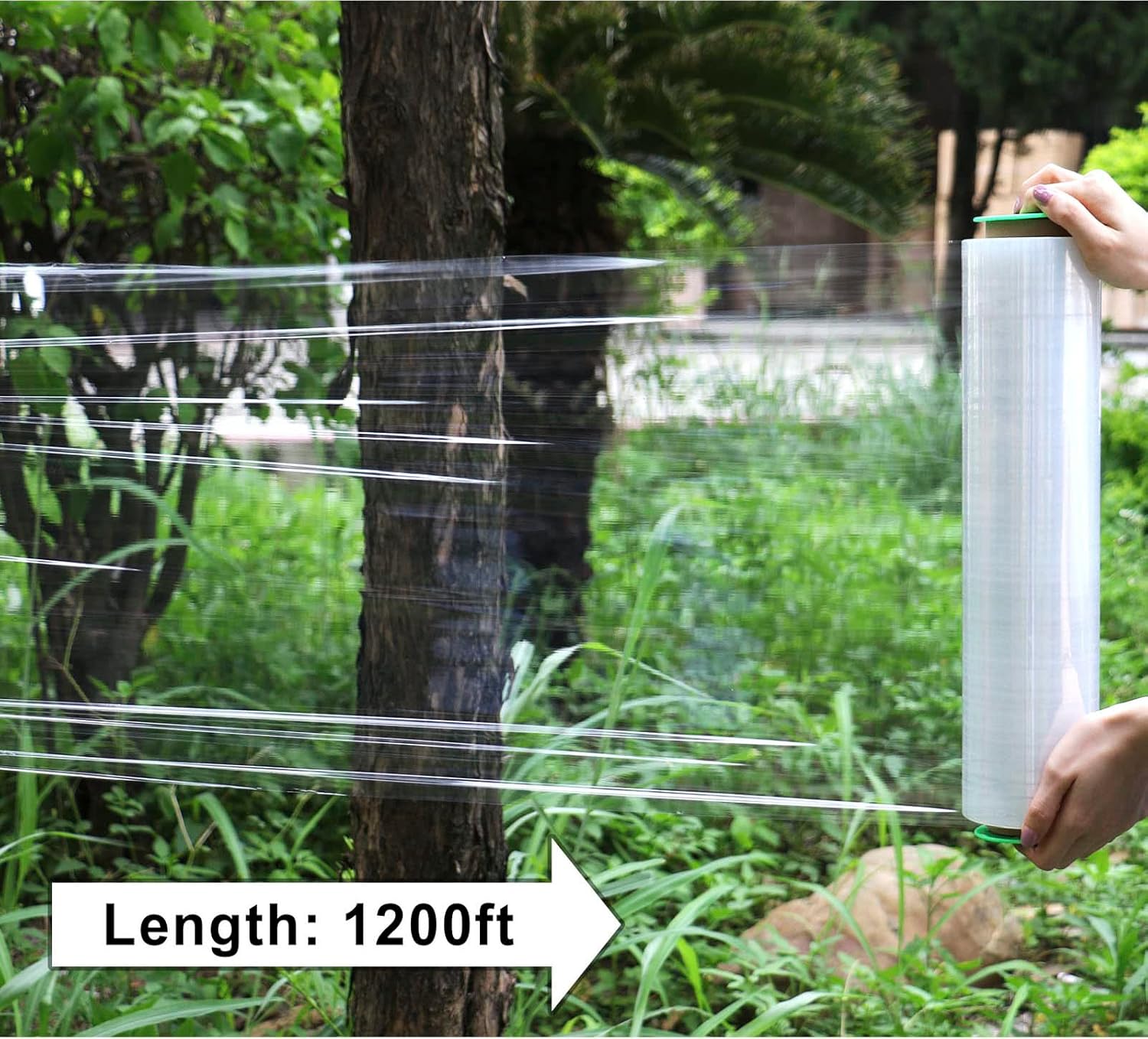 BOMEI PACK 18" Clear Stretch Wrap 4Pack 72 Guage 1200ft 500% Stretch Cling Durable Adhering Packing Moving Packaging Heavy Duty Shrink Film Stretch Wrap