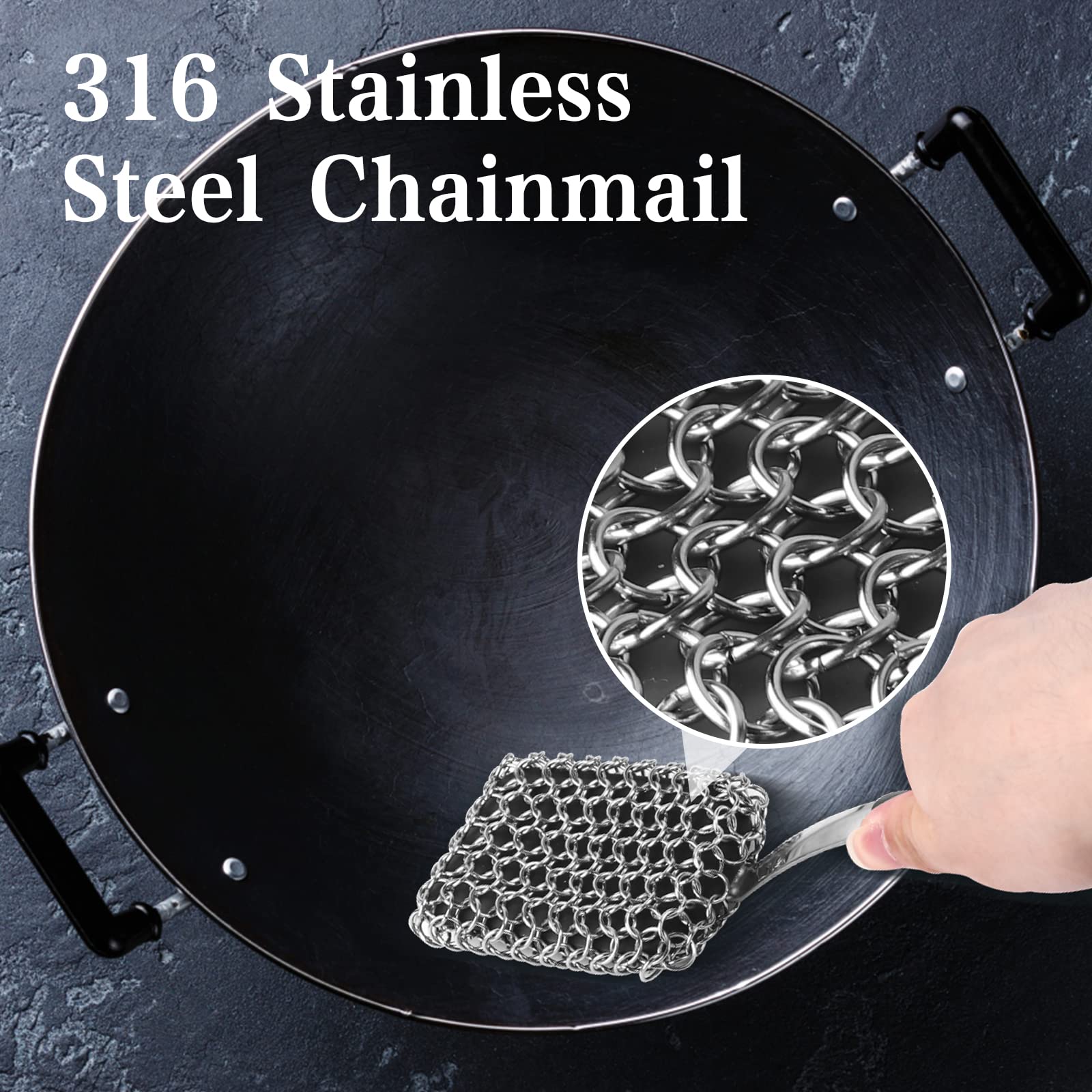 Gusseisen-Reinigungsset Mit Kettennetz-Schrubber & Pfannenschaber - Endlich Saubere Pfannen!