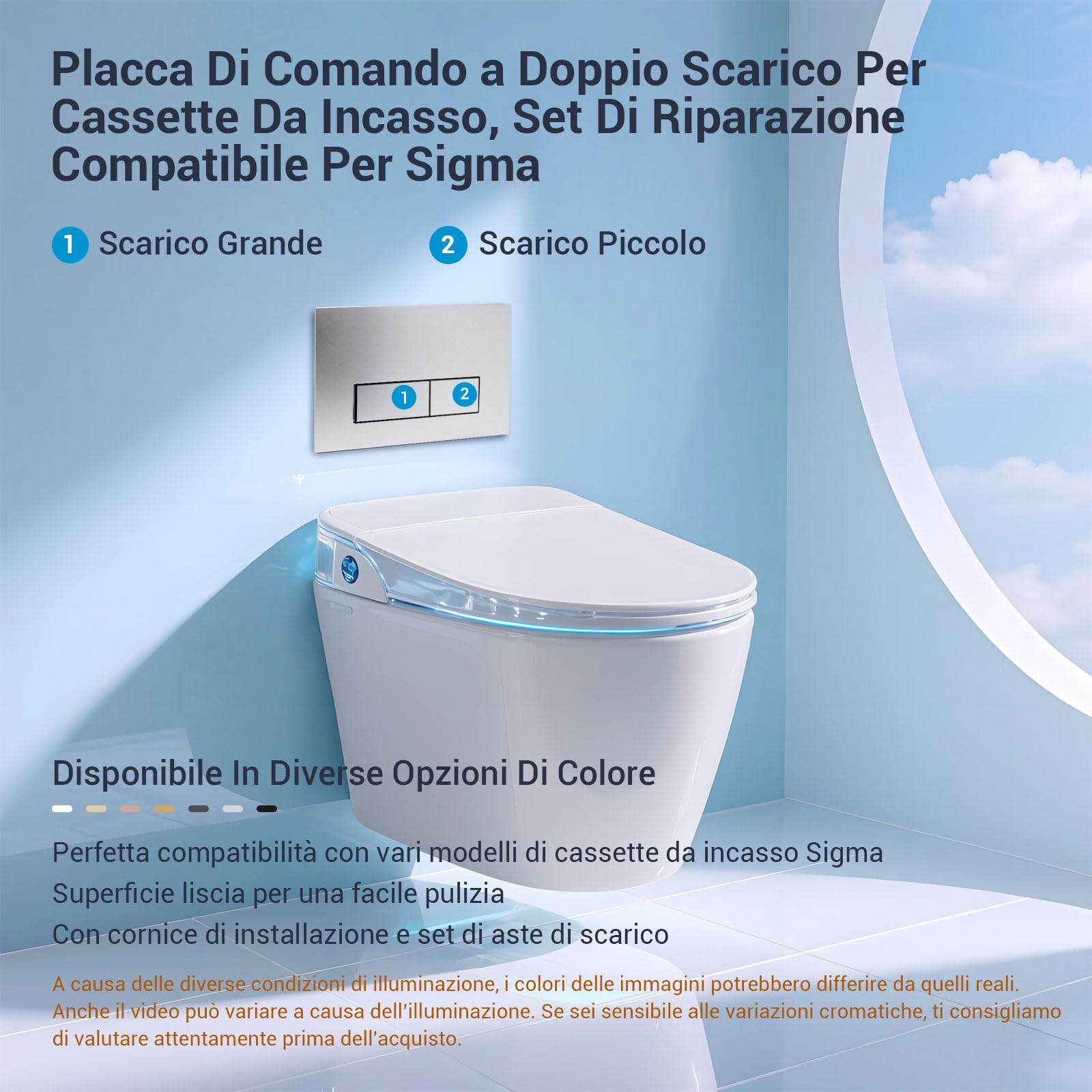 Mendorio Placca di Comando WC, Compatibile con Geberit Sigma, UP300 e UP320, Piastra Doppio Scarico, Dimensioni 243×163 mm, Completa di Set di Leve di Scarico e Telaio di Montaggio (Argento)