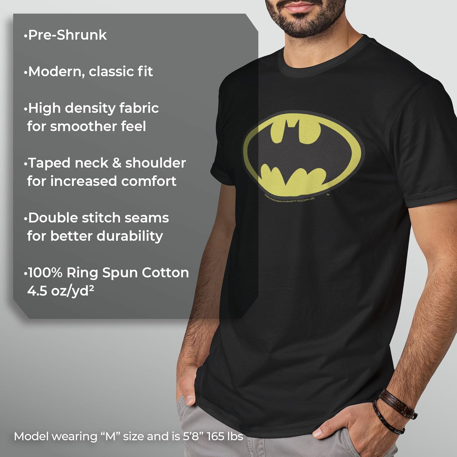 DC Comics Men's Batman Basic Logo Black T-Shirt - Image 10