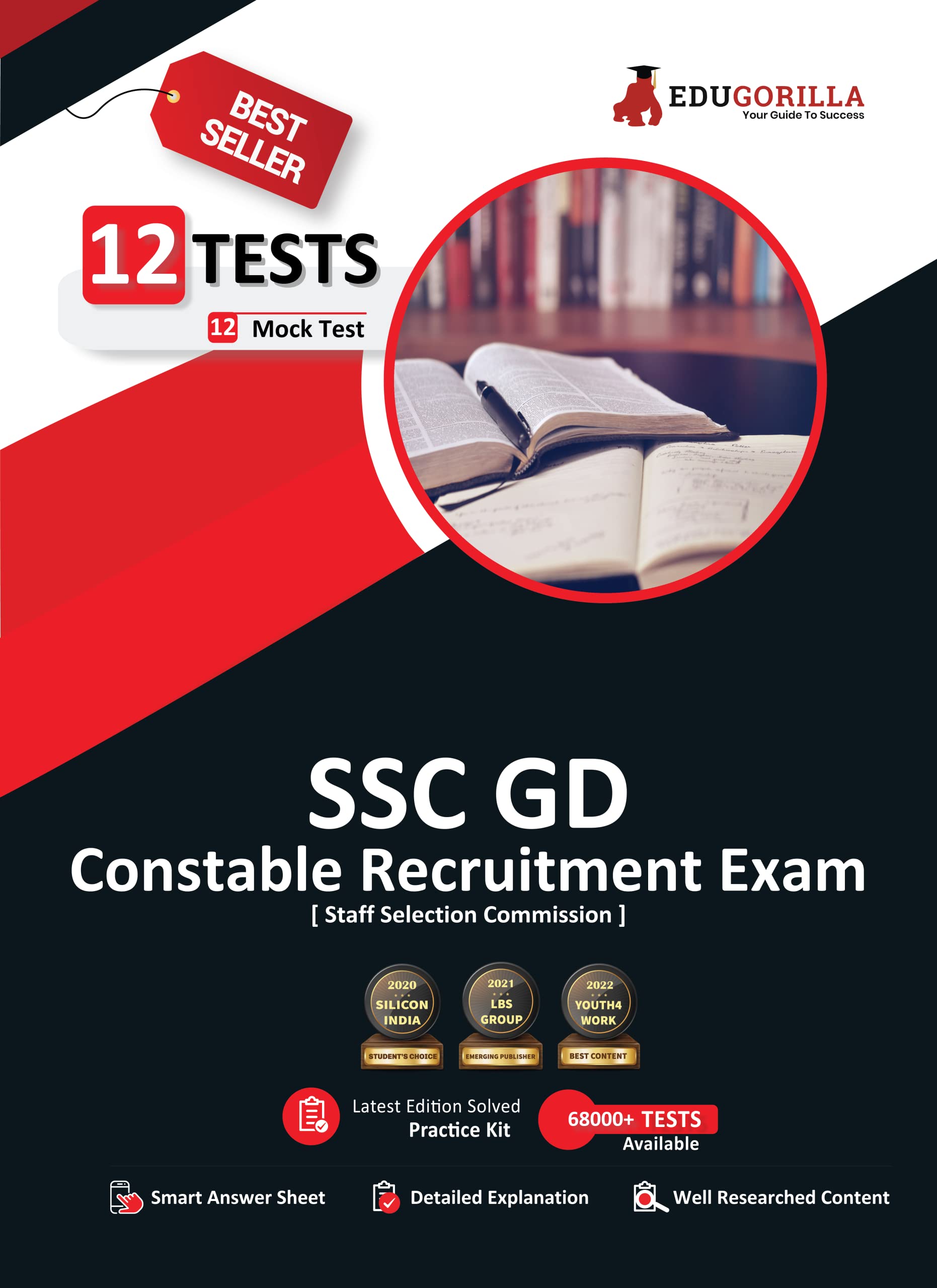 EduGorilla SSC GD Constable Book 2023 - General Duty (English Edition) - 12 Full Length Mock Tests (1200 Solved Questions) with Free Access to Online Tests