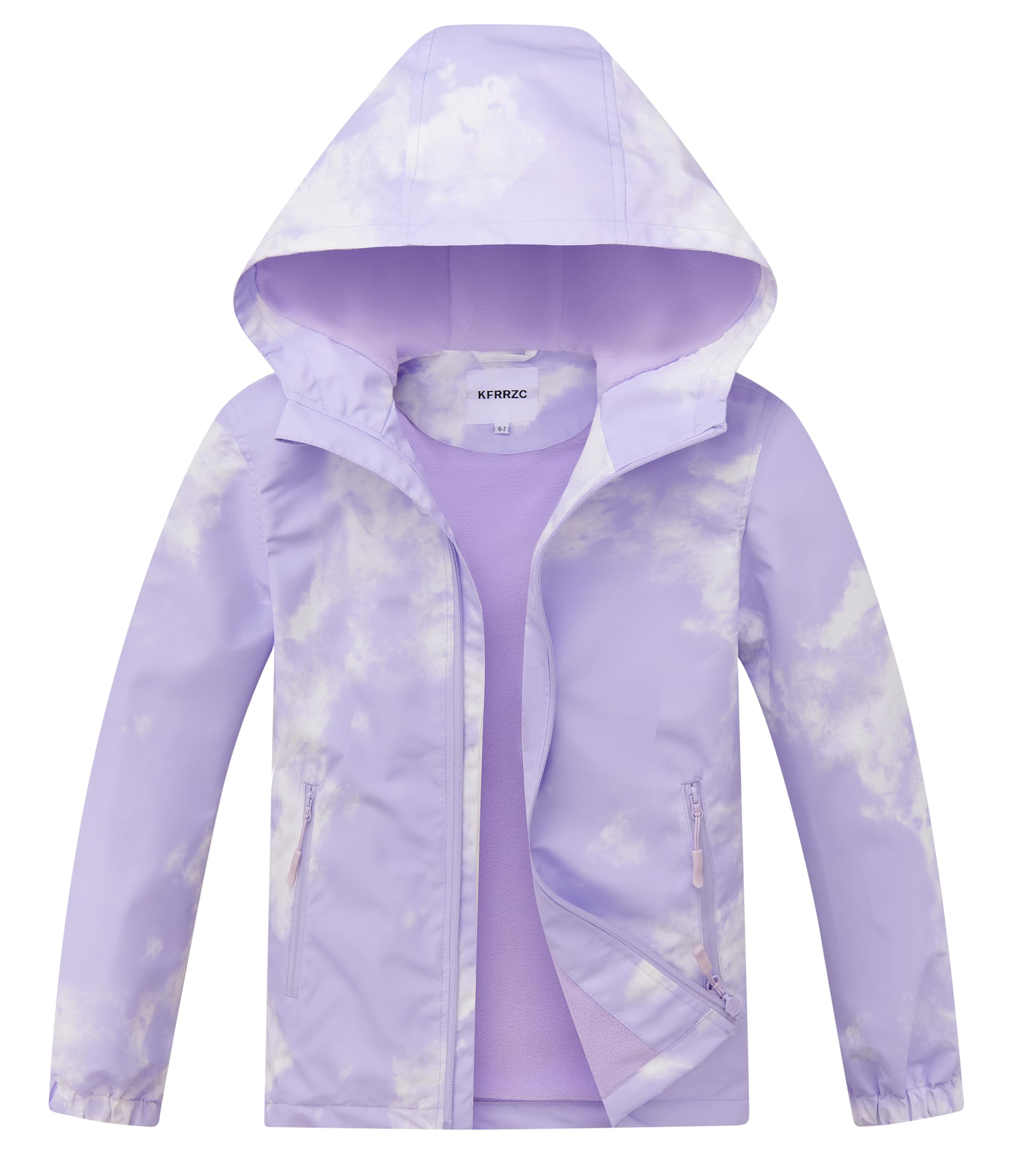 Boys Girls Waterproof Hooded Jackets Fleece Lined Rain Jackets