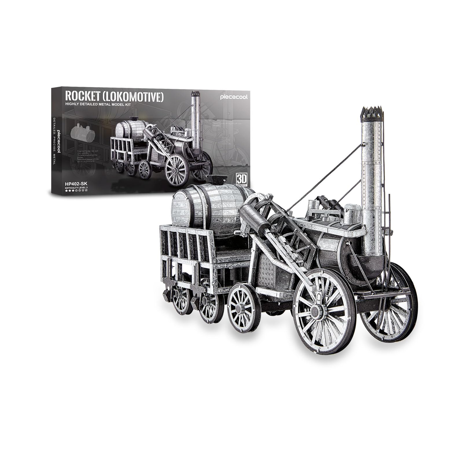 Piececool Metal 3D Puzzle Rocket Locomotive Metal Model Kits,Jigsaw 3d Puzzles for Adult High-Difficulty Model Kit for Adults, Assembly is required, No adhesive required