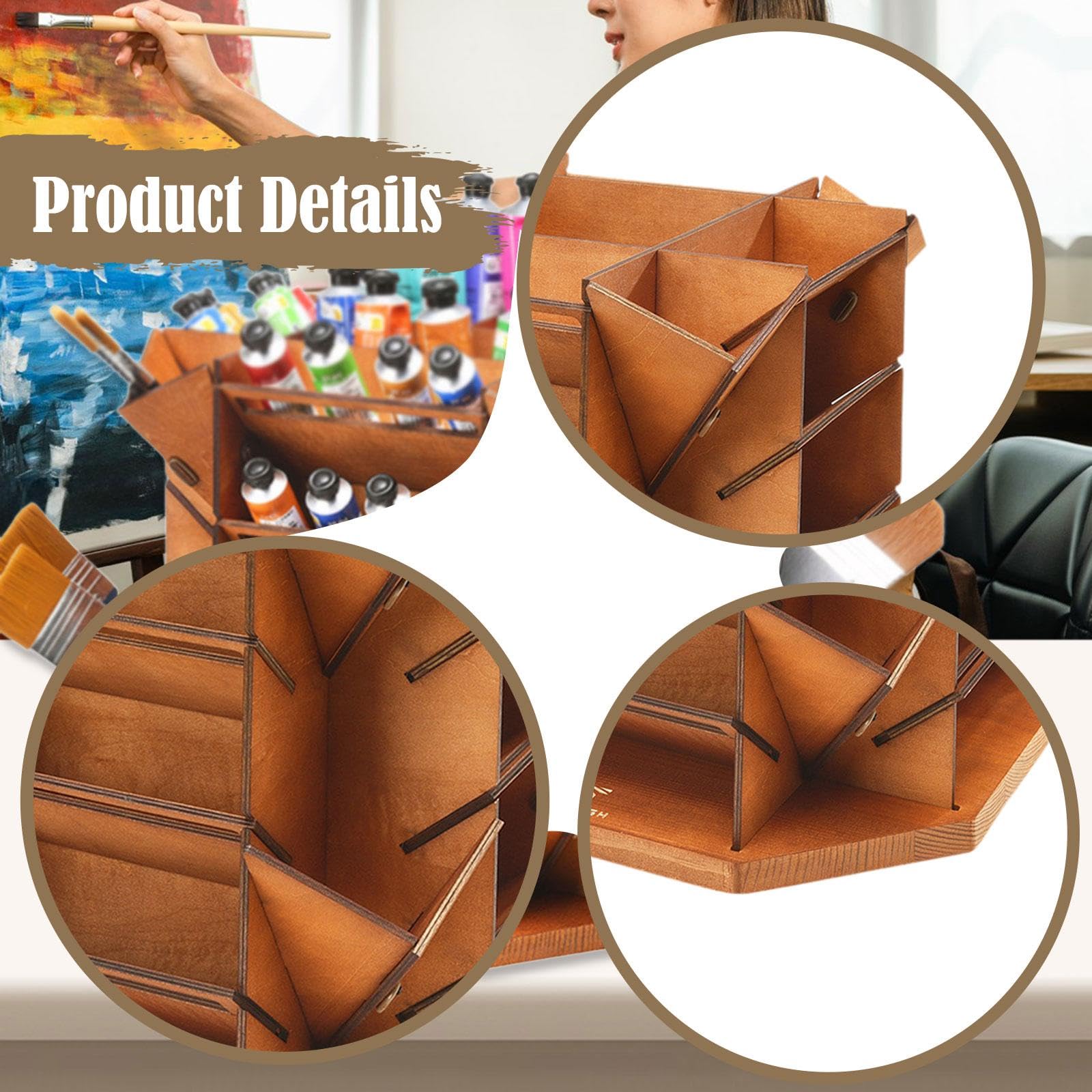 Organizador de Pintura en Miniatura, Soporte para Suministros de, Estante de papelería de Gran Capacidad, Estante de Almacenamiento marrón