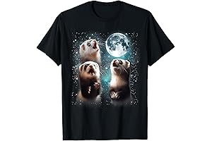 3 Ferret Moon Howling Ferret Head Shirt