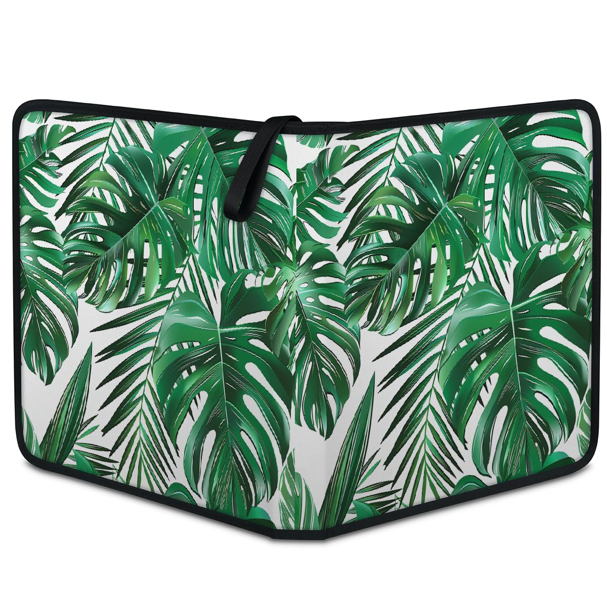 Carpeta para tarjetas de intercambio, 4 bolsillos, hojas de palmera tropical, carpeta para tarjetas, álbum de tarjetas de hojas de selva con fundas extraíbles, libro de tarjetas impermeable con