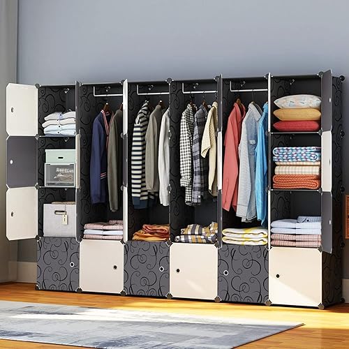 HOMIDEC Armoire modulaire, portable à 24 compartiments pour chambre, avec