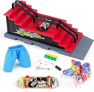 Hestiasko Mini Finger Skateboards Toys Skateboard Park Ramp Kit,Half Pipe Finger Skateboards Kit,Finger Skateboard for Training Skate Ramp for Kids & Adults(Style F)