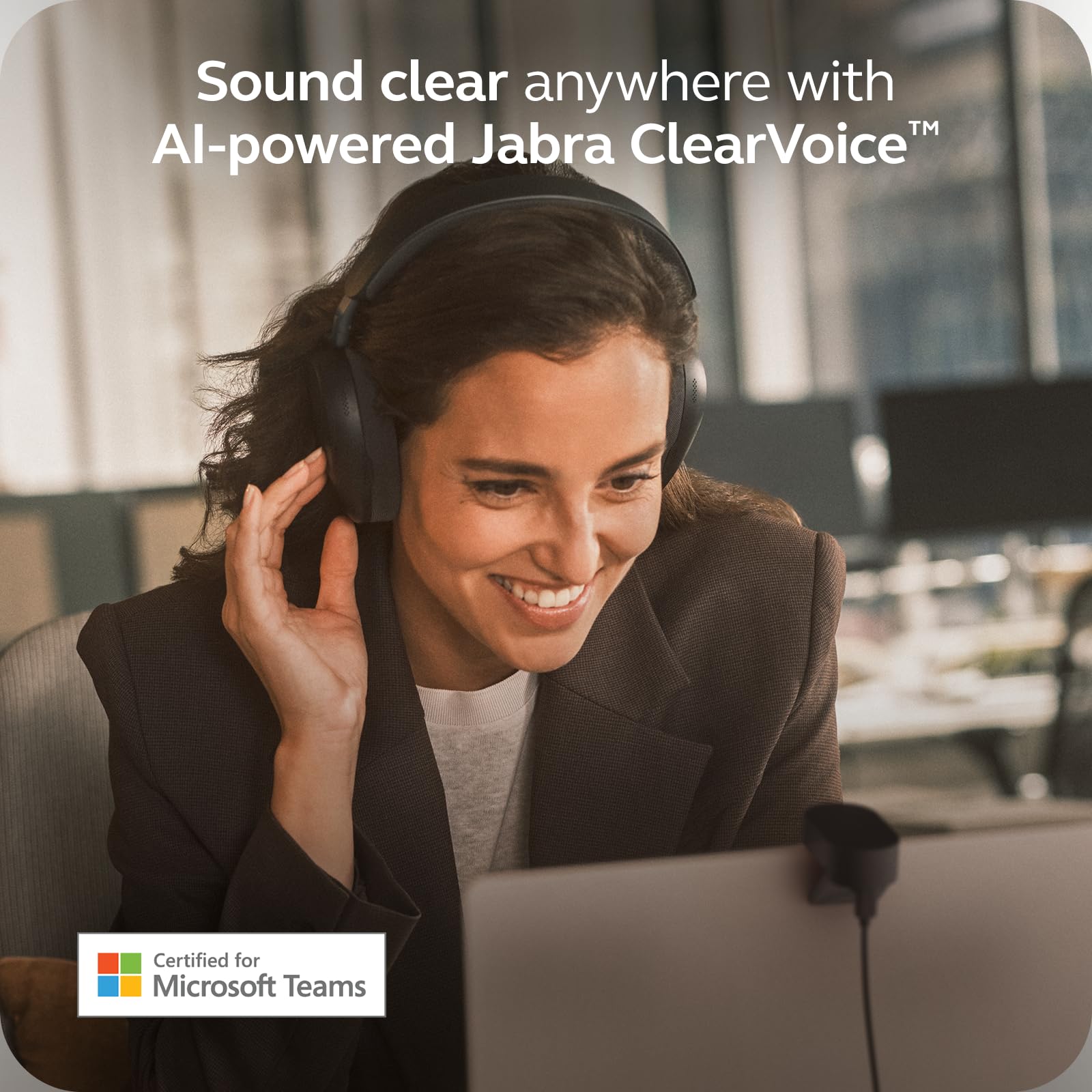 Jabra Evolve3 85 Over-Ear Wireless Bluetooth Headset with Mic and Wireless Charging Stand for Work, USB-C, AI Voice Call Technology, Adaptive ANC, 25-Hour Battery, Microsoft Teams Certified, Black - 5