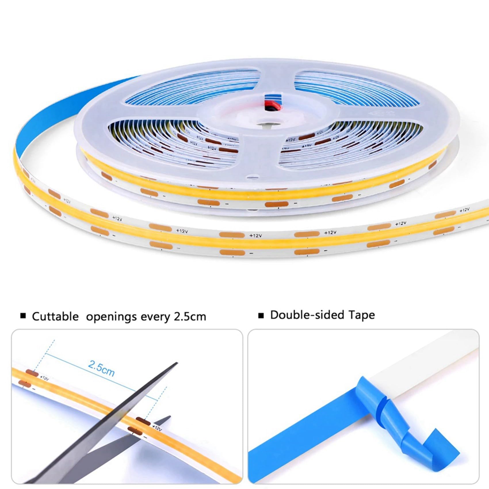 12X Striscia LED COB Dimmerabile con Sensore Tattile Il Mobiletto, Adatta per Camera da Letto, Guardaroba, Cucina Interna, Presa EU