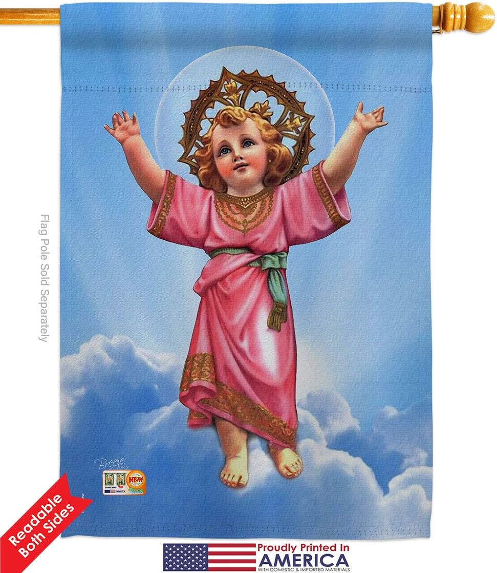 Divine Baby Jesus House Flag Dowel Set Religious Faith Hope Grace Peace Dove Christian Religion Easter Small Decorative Gift Yard Banner Double-Sided Made In USA 28 X 40