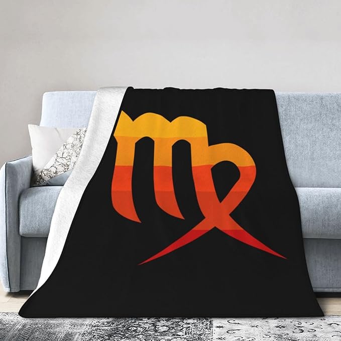 Zodiac Sign Virgo Symbol Throw Blanket Soft Cozy Home Decor Flannel Blankets for Couch Bed Sofa 50