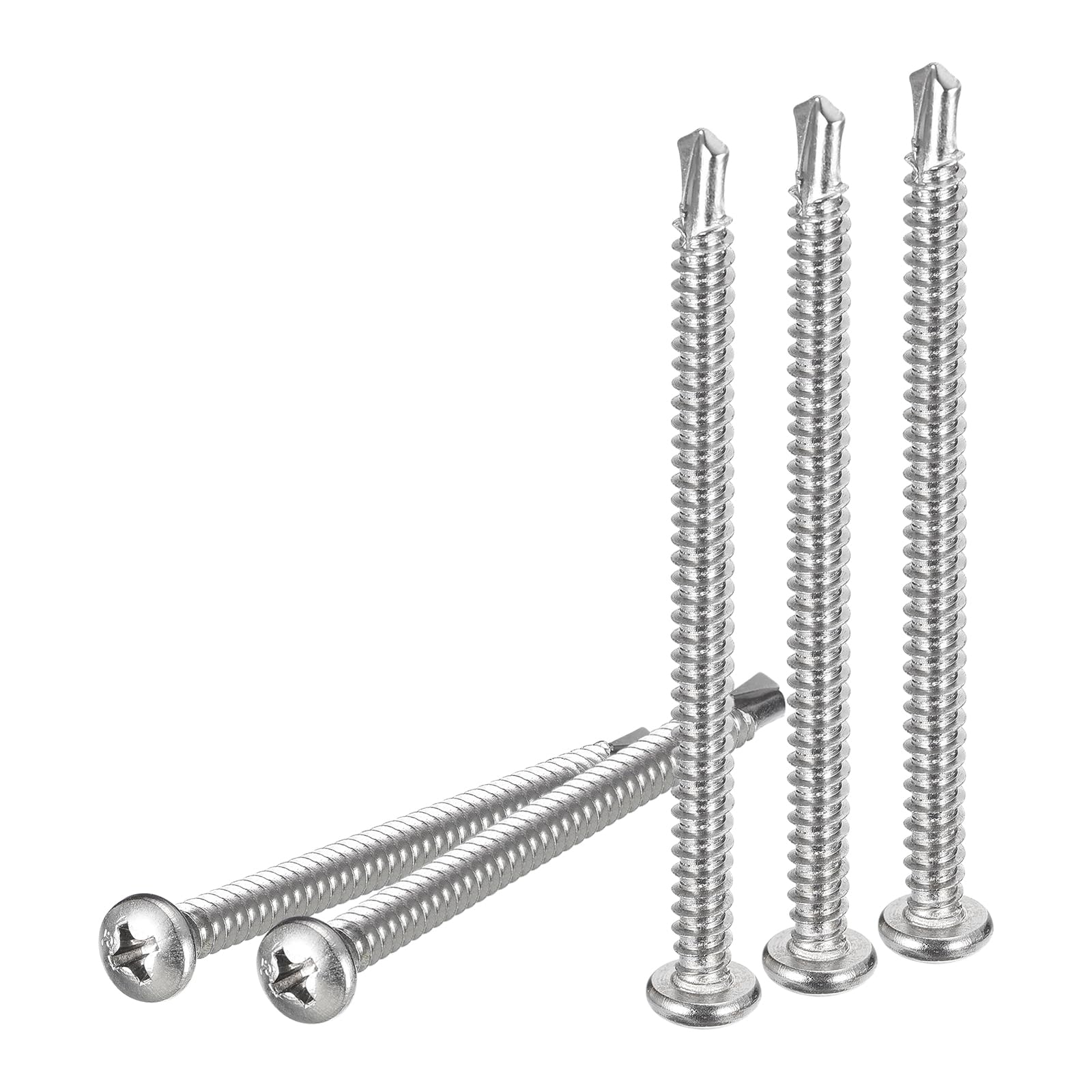 DTGN #10x2-3/4" Pan Head Self Drilling Screws - 100Pack - 410 Stainless Steel Phillips Drive Self Tapping Sheet Metal Screws