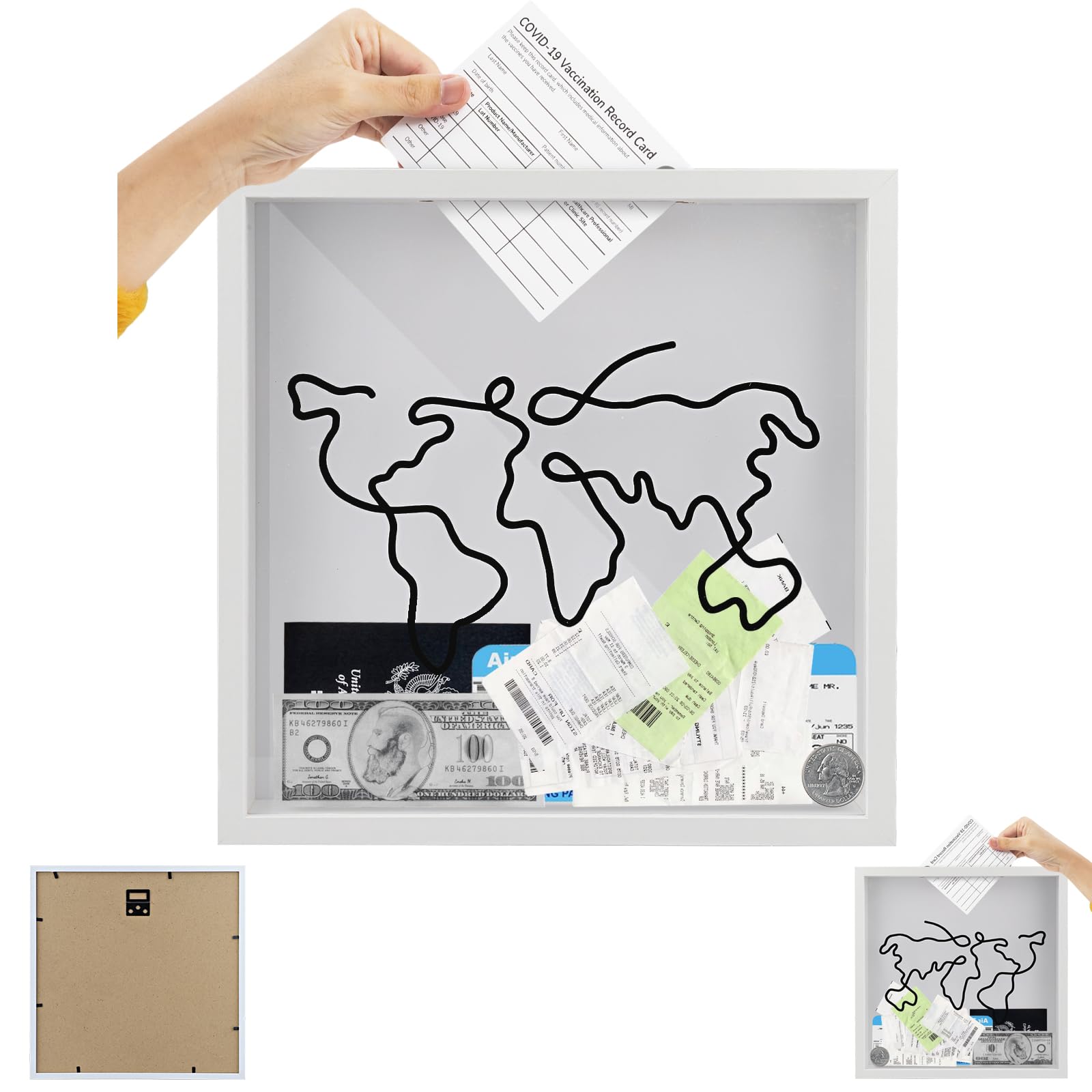Boîte d'archive Adventure, Boîte de Voyage pour Souvenirs, Boîte mémoire de 28,9 cm pour Souvenirs, Boîtes à Souvenirs pour Souvenirs , Porte-Billet avec Carte du Monde pour Les Voyages au cinéma