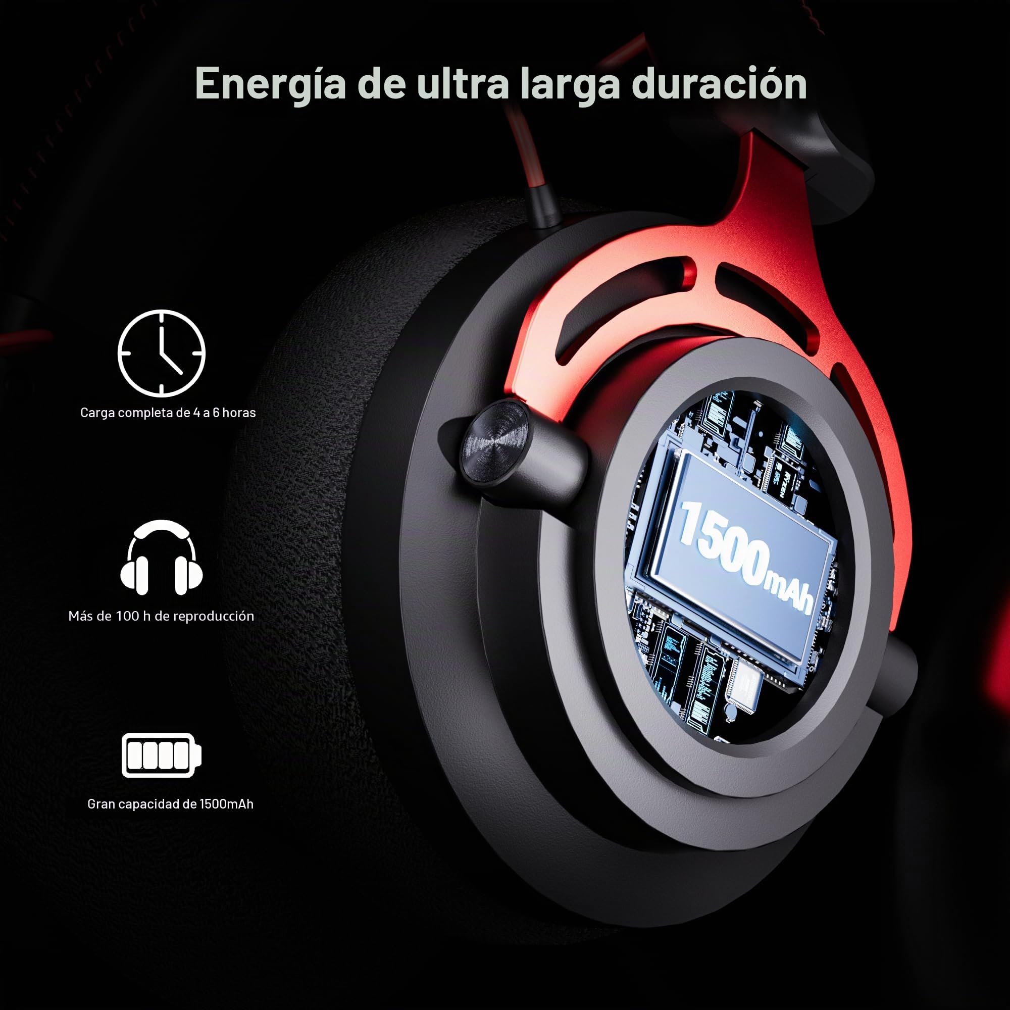 NUBWO Auriculares Inalámbricos para Gaming para PS5, PS4, PC - Auriculares Over-Ear con Micrófono con Cancelación de Ruido, Controladores de 50 mm y 100 Horas de Batería