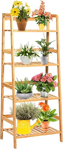 S AFSTAR Soporte de bambĂş de 4 niveles, estante independiente multifuncional con barandillas, estante de exhibiciĂłn de plantas en maceta para sala S AFSTAR Soporte de bambĂş de 4 niveles, estante independiente multifuncional con barandillas, estante de exhibiciĂłn de plantas en maceta para sala