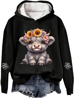 Sweat Jacket Women's Cow Print Festive Western Graphic Pullover for Cosy Fleece Sweatshirt Holiday Top for Women