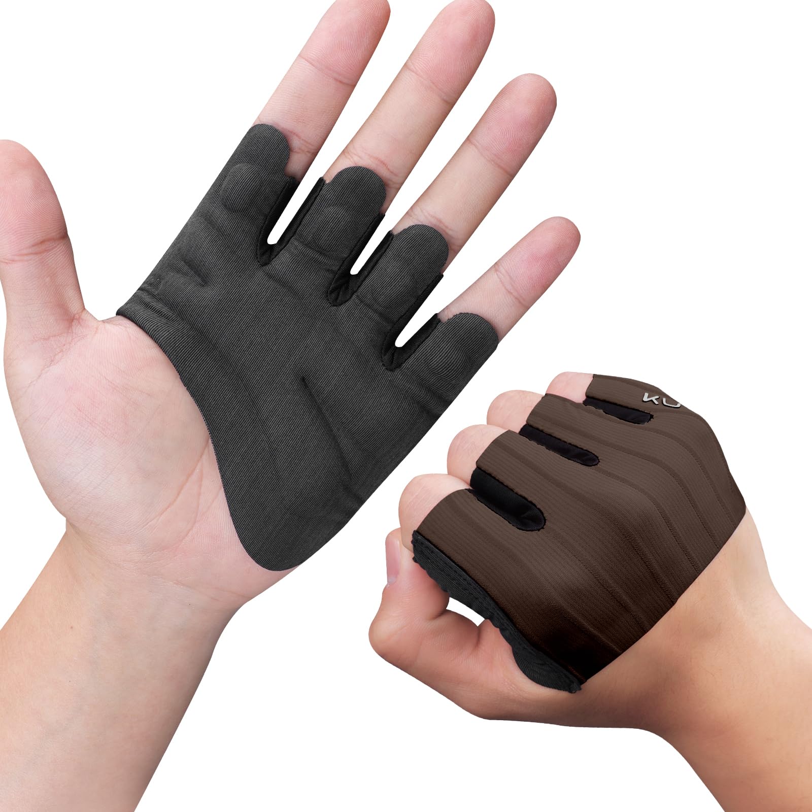 KUTOOK Fitness Gloves Men's Sports Thin Exercise Cycling Gauntlets Fingerless Women's Weight Training Glove for Strength Trainings Gym Accessories Men Women Brown M