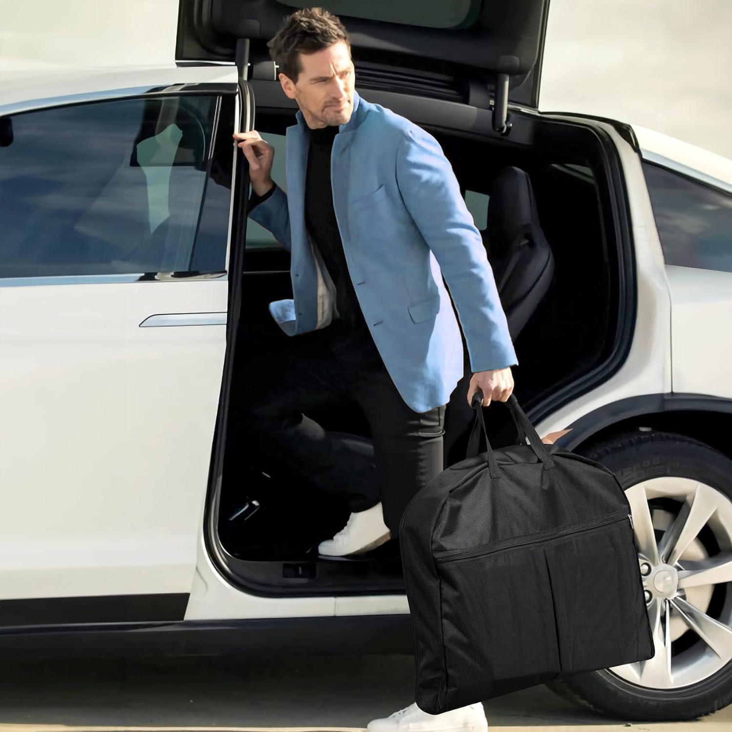 Bolsas de viaje resistentes 43 pulgadas, impermeables, para hombre y mujer, con asa y bolsillo grande, equipaje de mano para viajes de negocios, color negro, Black2, 109 cm
