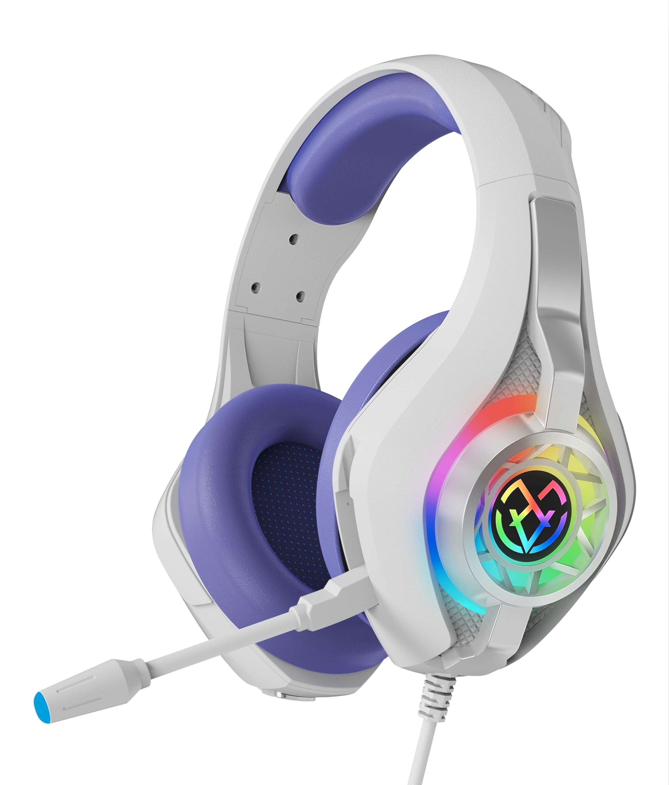 Tatybo XW1 Wired Gaming Headset in purple with RGB lighting.