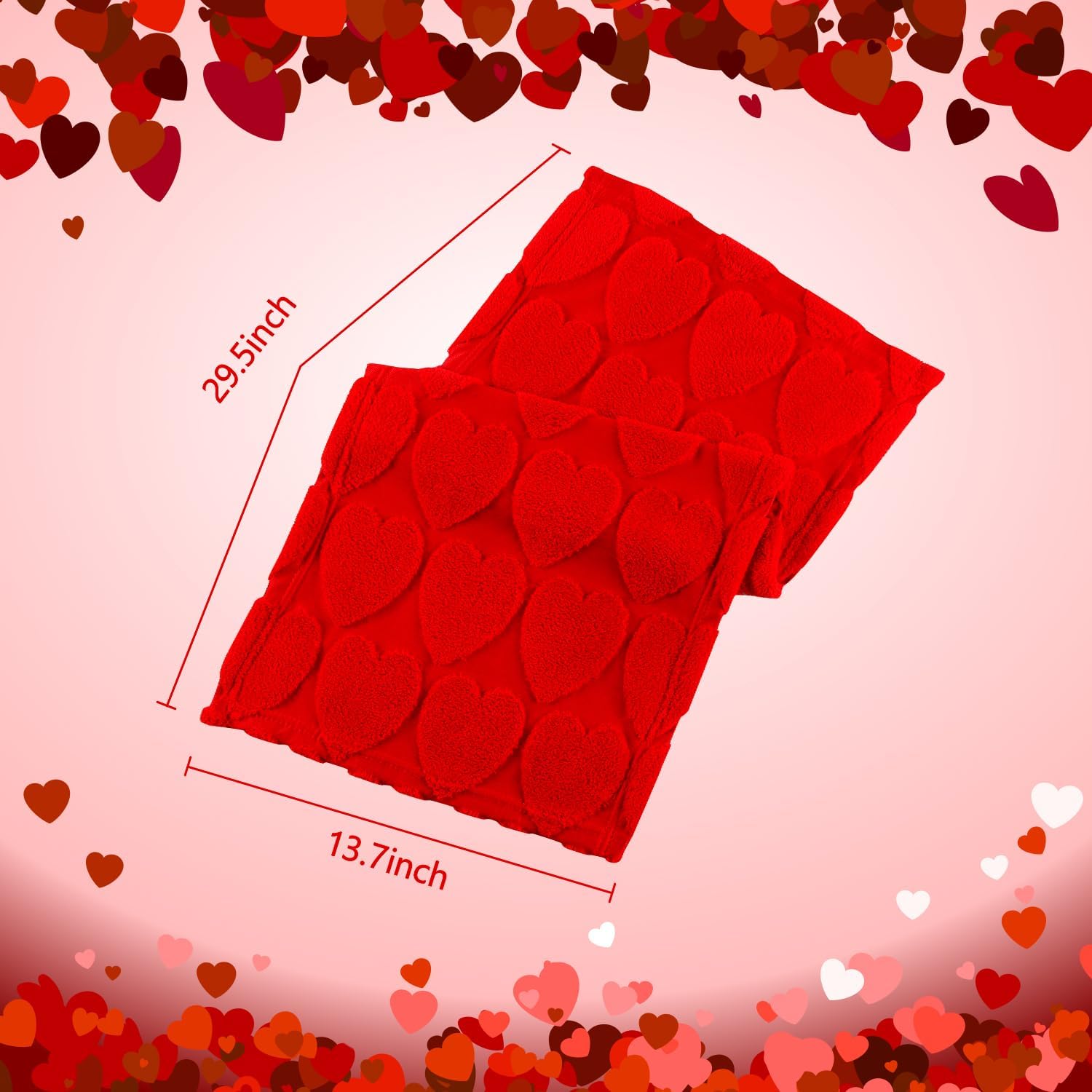 Quera 2 Pack Valentine's Day Hand Towels Red Heart Bathroom Decorative Towels Set for Drying, Cleaning, Cooking, Holiday 13.7'' x 29.5'' - Image 4