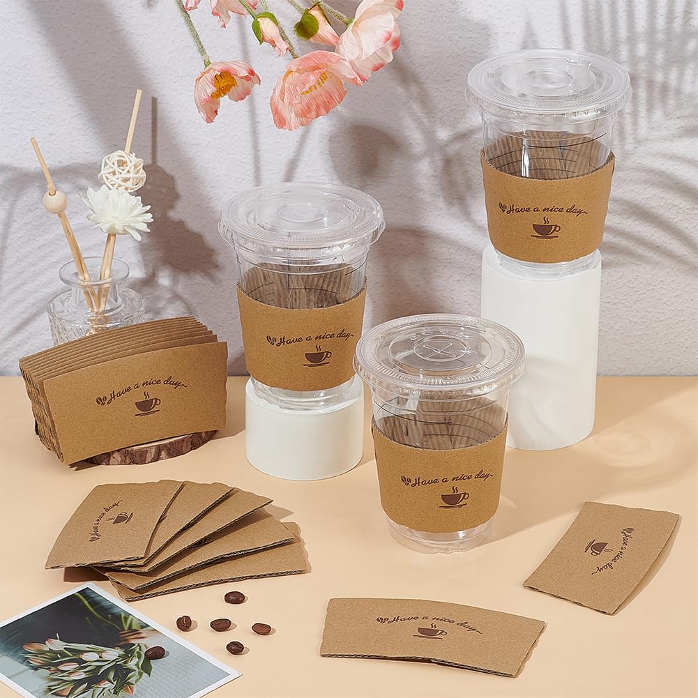 Confezione da 300 buste di carta per tazze da caffè per bevande calde ondulate come isolante per bevande e protezione per le mani calde e fredde adatte per bevande da 12 oz 16 oz