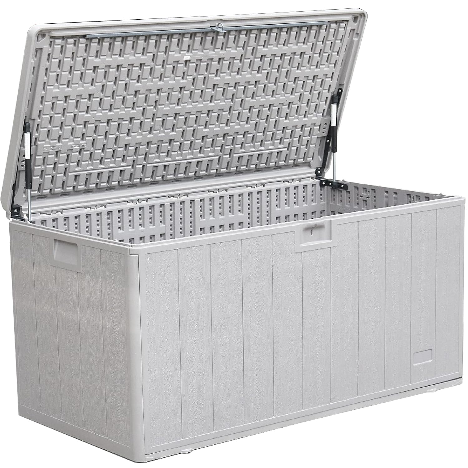 Belvery Storage Box, Deck Box Indoor and Outdoor Use, Water-resistant Storage Bin for Patio Cushions, Gardening Tools, Outdoor Toys, Lockable, UV Resistant, 397 Liters (105 Gallons), Grey Color