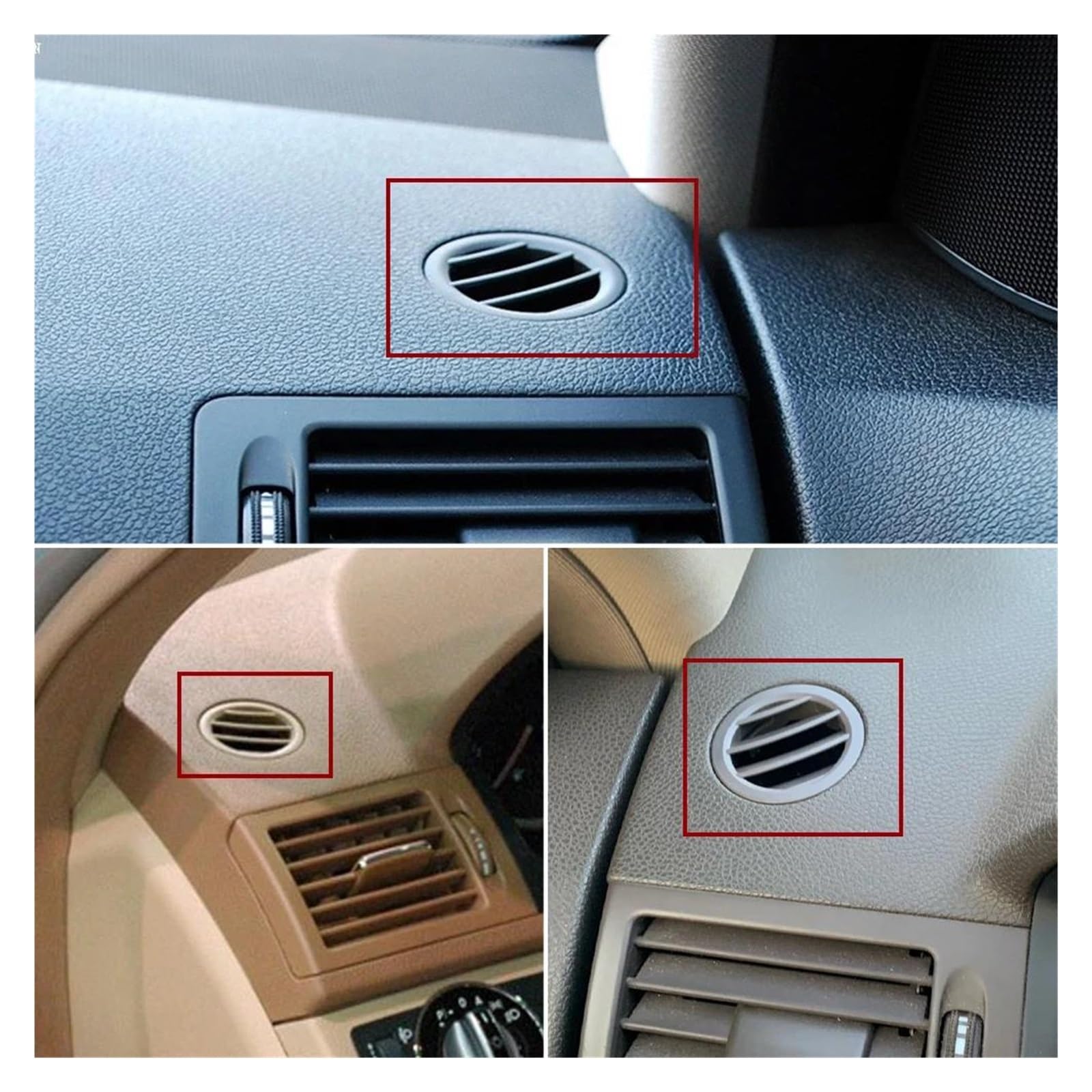 Bocchette Aria Mercedes Classe C W204 Bocchetta D'aria Per Benz Classe C W204 C180 C200 220 230 260 280 300 350 2007-2011 Copertura Della Griglia Di Ventilazione AC Rotonda Presa Aria Condizionata(Black - 3