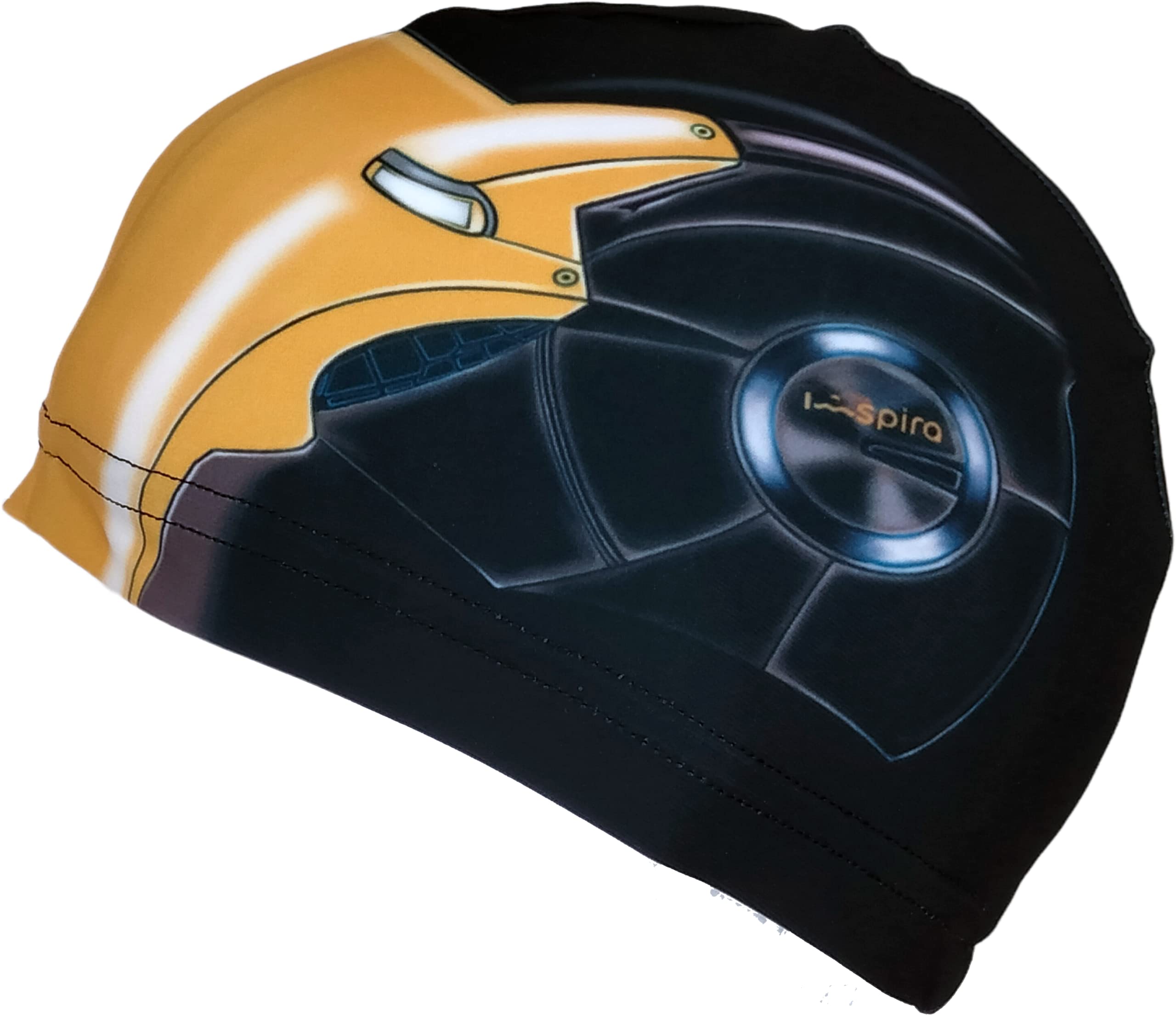BLACK IRONMAN Fabric Swimming Cap, Black/White, S (for children up to 6 years old) - Image 2