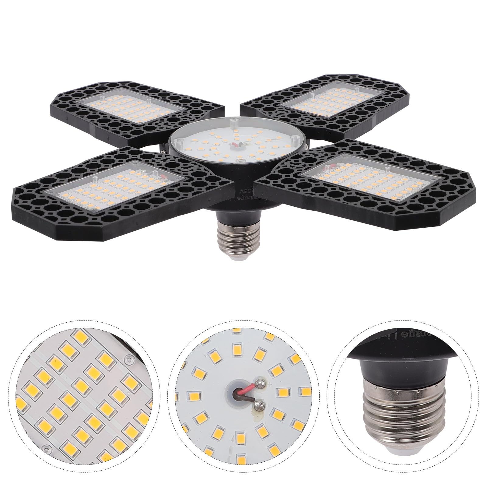 VILLCASE 100w Warm White Folding LED Garage Ceiling Light Deformable Warehouse Bay Light Fixture for Workshop and Industrial — view 4