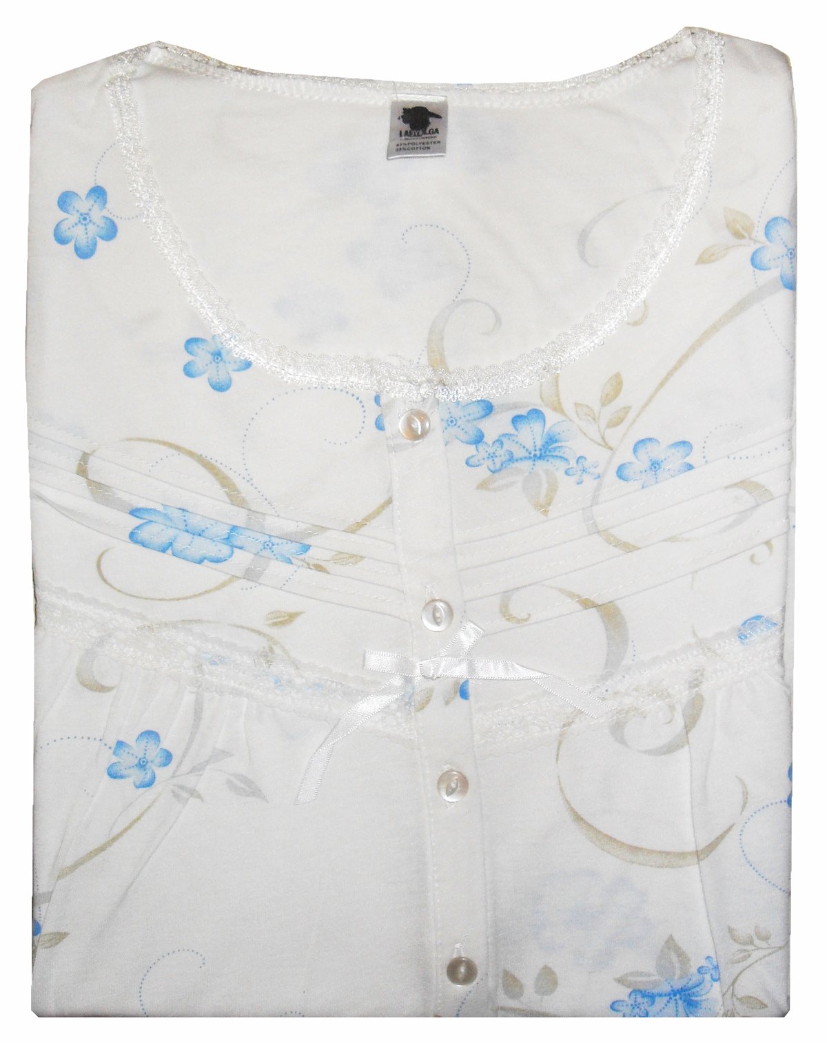Lady Olga Floral Short Sleeve Nightdress (22/24, Blue)