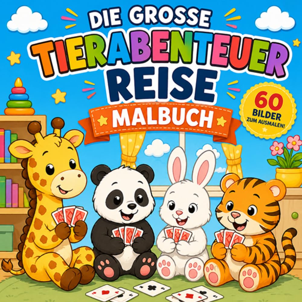 Die grosse Tierabenteuer Reise - Malbuch: Auf ins Abenteuer! Male und entdecke eine spannende Welt voller Tiere!