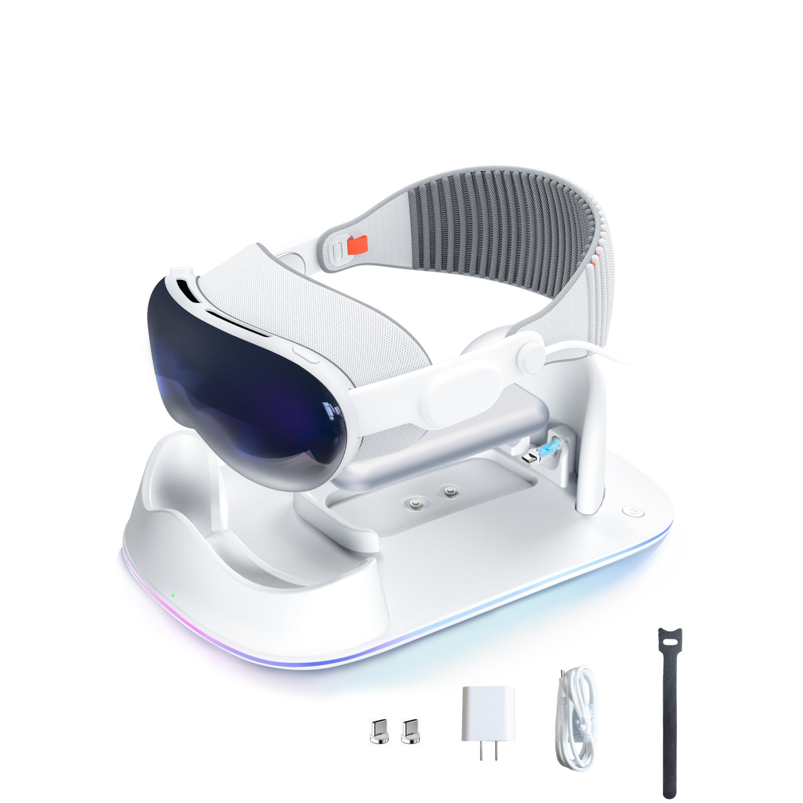 Charging Dock Compatible with Vision Pro, Supporting LED Breathing Lights/Magnetic Charging and Vision Pro Battery Charger Stand,Designed for Apple Vision Pro Stand, white, VR-15