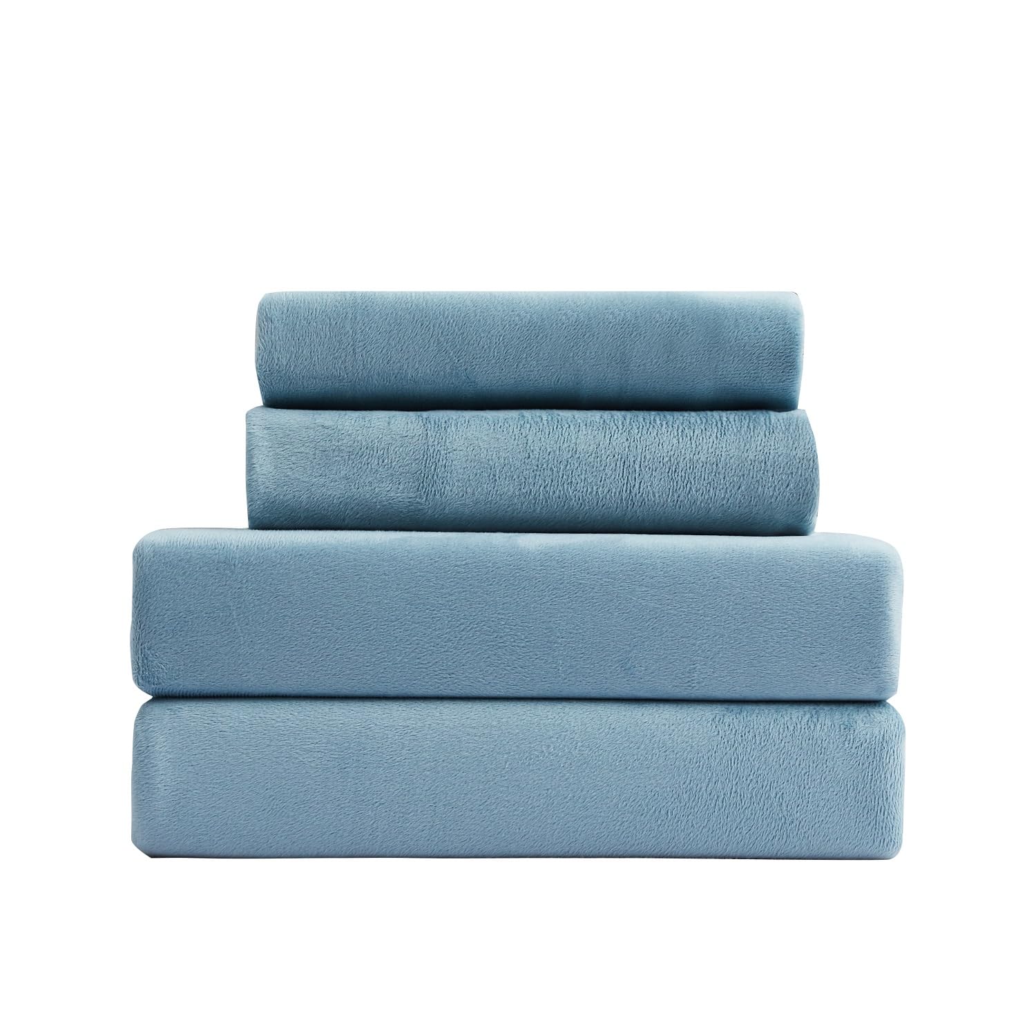 Funda de edredón de invierno de 220 x 240 cm, cálida de franela con tacto de cachemir de terciopelo azul claro y gris, suave con cremallera, ropa de cama de 2 plazas con 2 fundas de almohada de 65 x