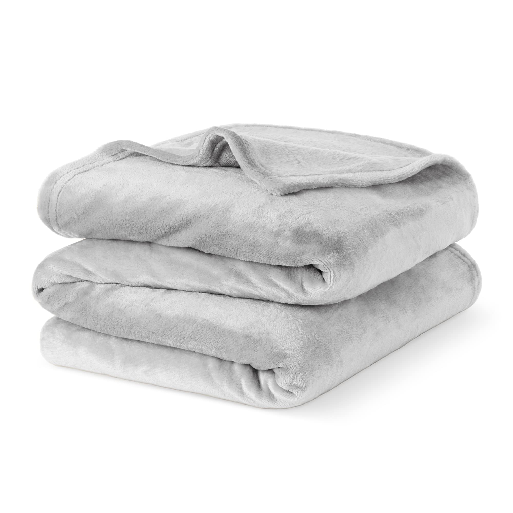 LIVIVO Flannel Fleece Blanket- Super Soft Cosy Cuddly Sofa Throw - Perfect For Bed, Sofa, Travel, Picnic & Camping - Single/Double/King (Misty Grey, Double)