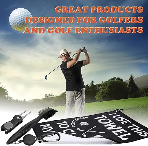 Miniatura 7 de TRINKA Divertida toalla de golf con clip, incluye cepillo de club y herramienta Divot, regalo de golf para hombres, papá, esposo, uso esta toalla