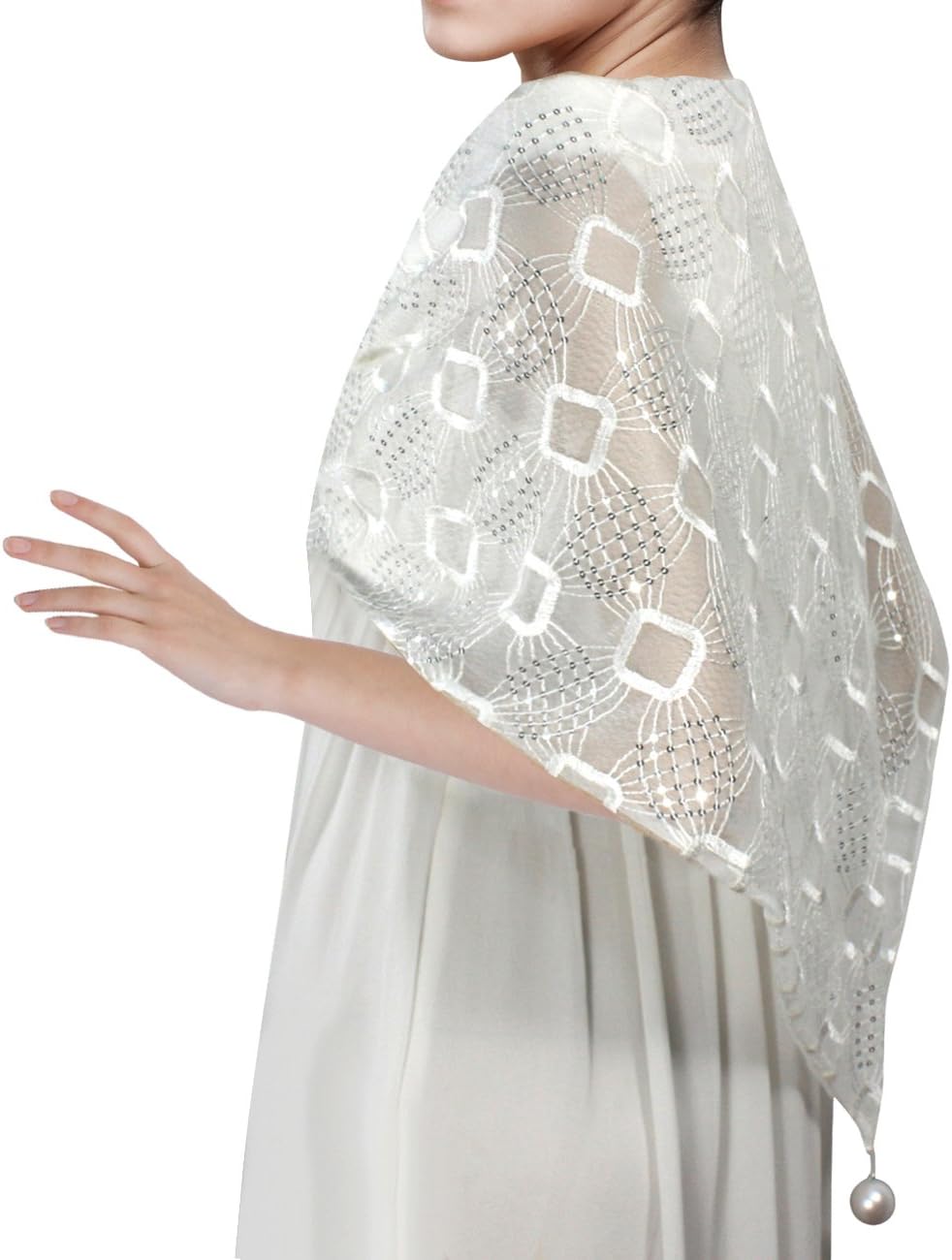 Dahlia Women's Evening Triangle Scarf - Stylish Embroidered Design