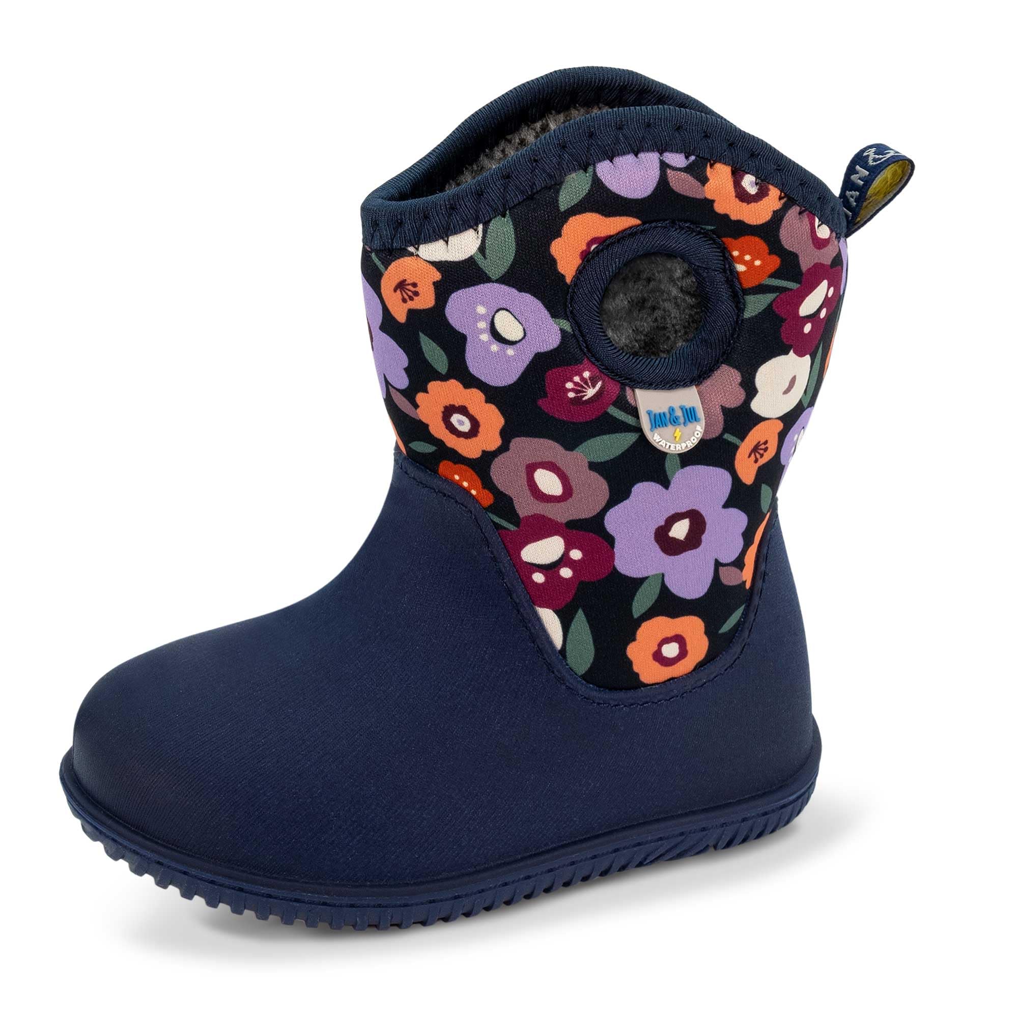 Jan & Jul Wasserdichte Mädchenstiefel mit Sherpa-Fleece-Futter (Winterblumen, EU Größe 31)