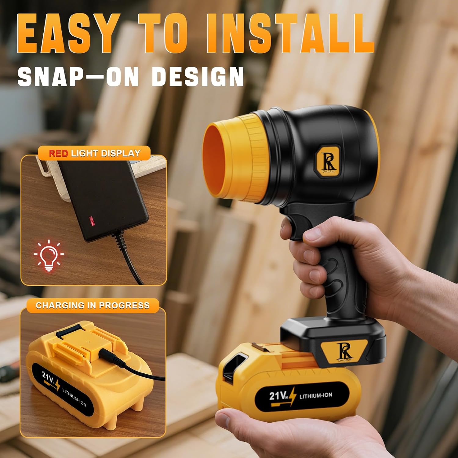 21V Cordless Leaf Blower, Lightweight Handheld 67 MPH Compact Yard Blower for Patio/Garage & Window Track Cleaning – Battery & Fast Charger Included - Image 4