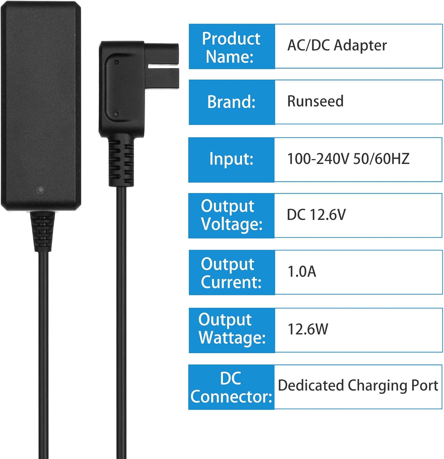 12.6V 1A Charger GQ12-126100-HU AC Adapter for Aiper Scuba SE Aiper Surfer S2 Gosvor LiteVac 800 Cordless Robotic Pool Cleaner