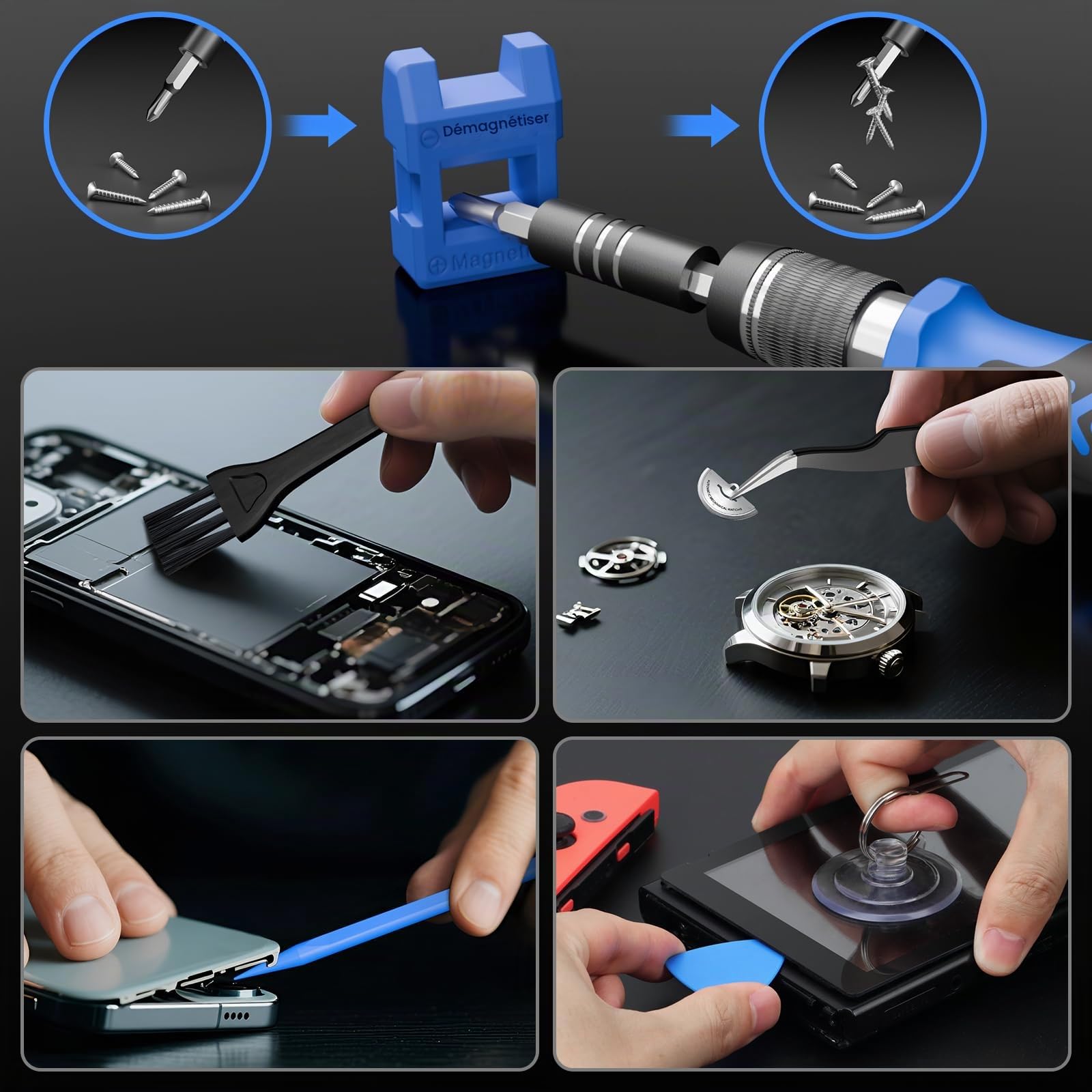 STREBITO Sets de tournevis de précision électroniques 142 pièces avec 120 embouts, kit d'outils de réparation magnétique pour iPhone, MacBook, ordinateur, portable, PC, tablette, PS4, console de jeux