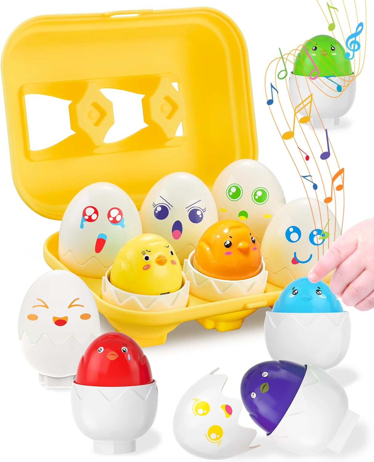 Walenced Easter Egg Toys for Toddlers 1-3, Easter Basket Stuffers for Toddlers 1-3 Prefilled Easter Eggs with Toys Inside, Matching Sensory Eggs Toys, Easter Gifts for 3 Year Old Girls Boys